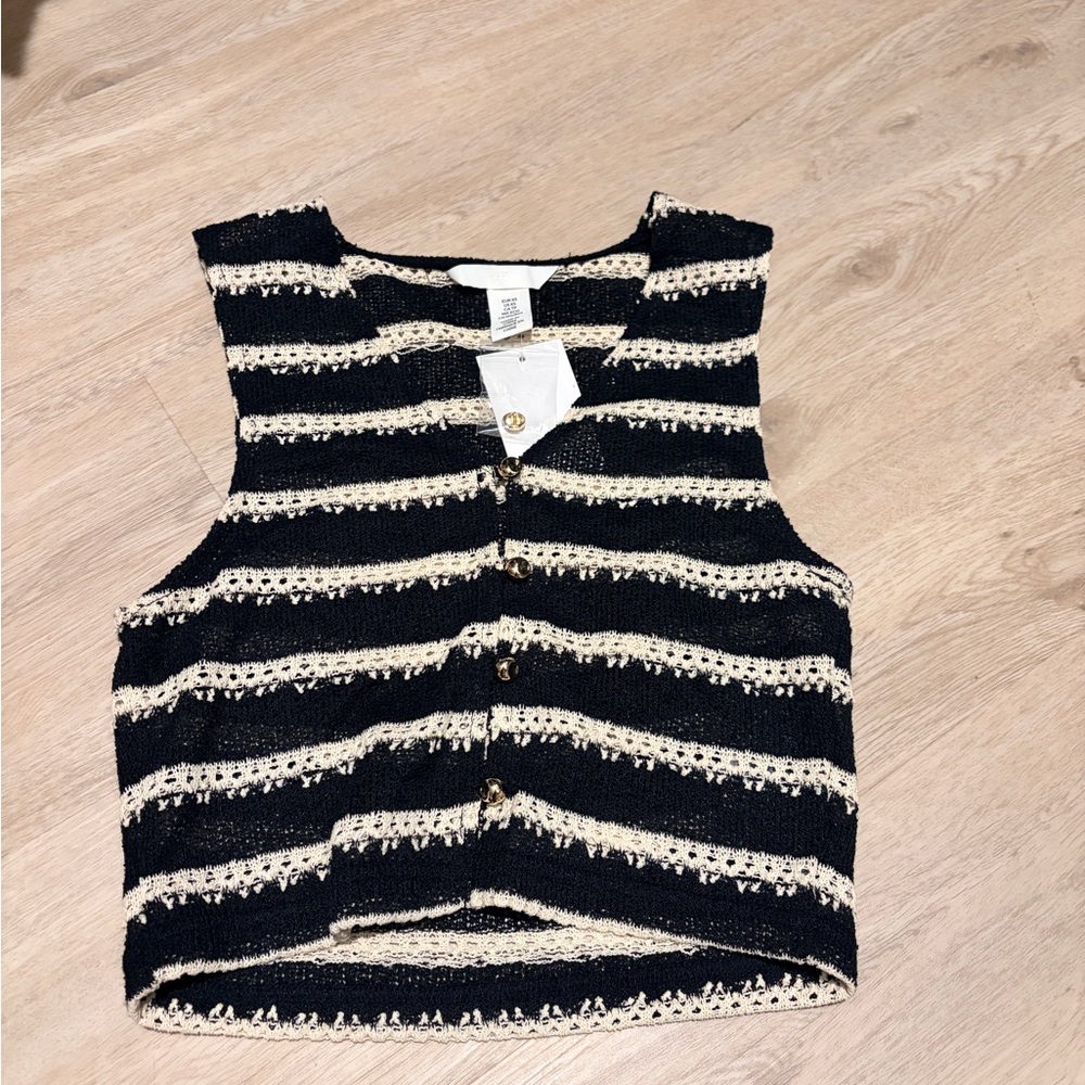 H&M Striped Sleeveless Knit Top with Gold Hardware
